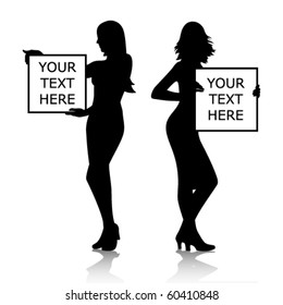 Vector girls with banners