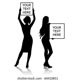 Vector girls with banners