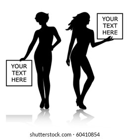 Vector girls with banners