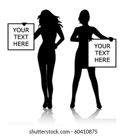 Vector girls with banners