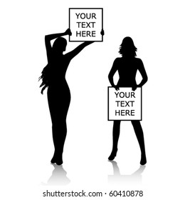 Vector girls with banners