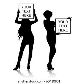 Vector girls with banners