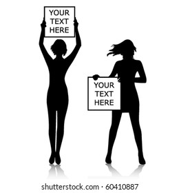 Vector girls with banners
