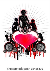 Vector girls and Love music event background