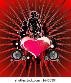 Vector girls and Love music event background