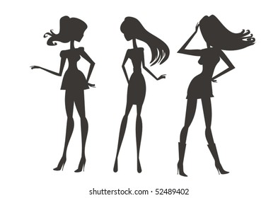 Vector girls silhouettes