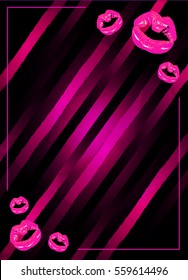 Vector girly glamour background with shining pink lips