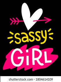 Vector girly poster with heart and header on black background