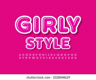 Juego de letras y números de letras de alabaebt de estilo vectorial Girly. Fuente creativa rosa