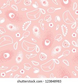 Vector girly things seamless pattern background with hand drawn elements