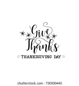  Vector Give Thanks lettering collection. Handdrawn typography. Thanksgiving party invitation and greeting card design. 