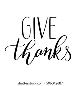 Vector Give Thanks lettering isolated on white background