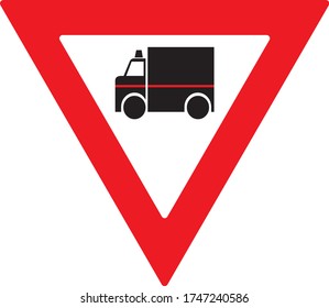 vector  of give way to ambulance symbol on road