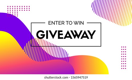 Vector giveaway banner. Abstract liquid colorful gradient shapes on a white background. Trendy template for social media promo