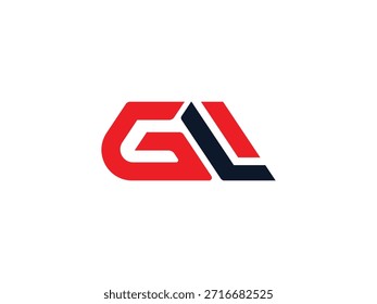 Vektor GL Logo, Letter GL, GL Buchstaben Logo Design. Schwarzer und roter LG-Buchstabe. LG-Brief 