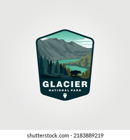 vector of glacier national park vector patch logo design