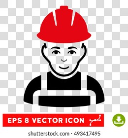 Vector Glad Worker EPS vector icon. Illustration style is flat iconic bicolor intensive red and black symbol on a transparent background.