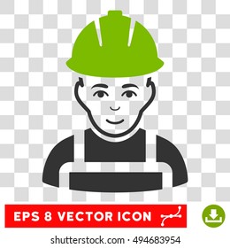 Vector Glad Worker EPS vector icon. Illustration style is flat iconic bicolor eco green and gray symbol on a transparent background.