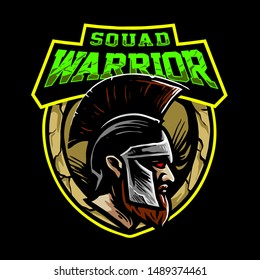vector of gladiator head with gold badge