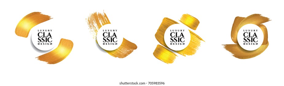 vector glamor illustration. Hipster stylish modern frame with a golden paint texture. Set design graphics for the design of flyers, cards, posters, covers.