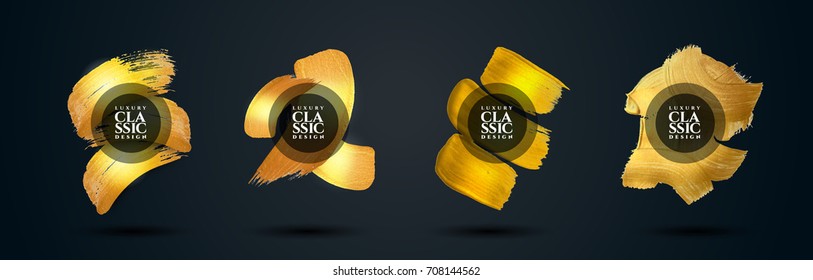vector glamor illustration. Hipster stylish modern frame with a golden paint texture. Set design graphics for the design of flyers, cards, posters, covers.