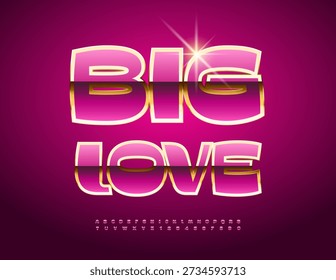 Vector Glamorous Card Big Lowe. Romantic Chic Pink and Golden Font. Chic Awesome Alphabet Letters and Numbers set.
