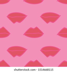 Vector glamourous decorative lips rococo pink purple red seamless pattern. Perfect for fabric, scrapbooking, wallpaper projects.