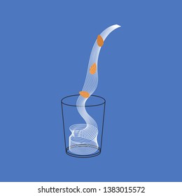 Vector glass of almond milk with nuts. Vegan alternative organic milk splash pour in glass. Non dairy drink. Isolated transparent illustration. Healthy food, diet and nutrition concept