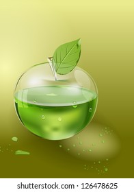 vector glass apple with juice inside, eps10 vector, gradient mesh and transparency used, raster version available