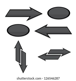 vector glass arrows. black glossy arrows icon set. collection of arrows for design.