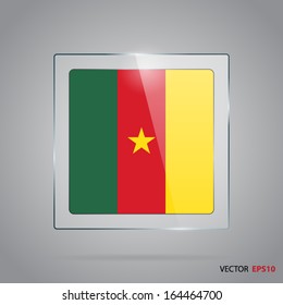 Vector glass banner with flag of Cameroon