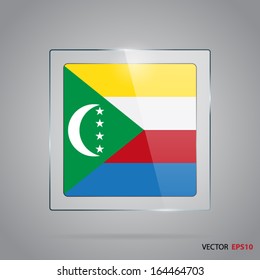 Vector glass banner with flag of Comoros