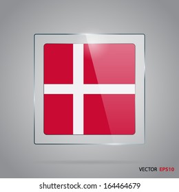 Vector glass banner with flag of Denmark