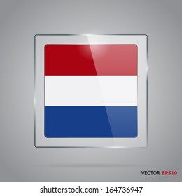 Vector glass banner with flag of The Netherlands
