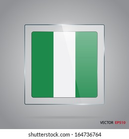 Vector glass banner with flag of Nigeria