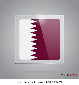 Vector glass banner with flag of Qatar