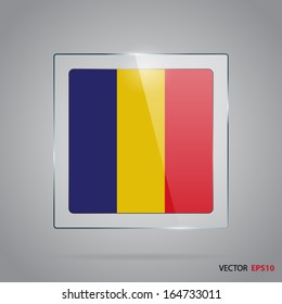 Vector glass banner with flag of Romania