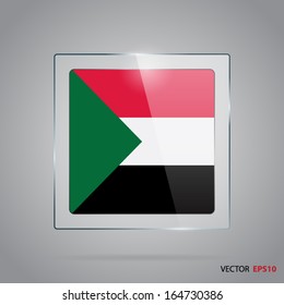 Vector glass banner with flag of Sudan
