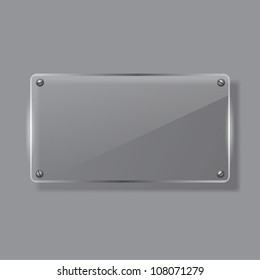 Banner de cristal vectorial sobre fondo mate gris