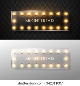 Vector glass banner with shining lights.