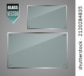  Vector glass banners on transparent background.Empty transparent glass frame. Clean vector background.