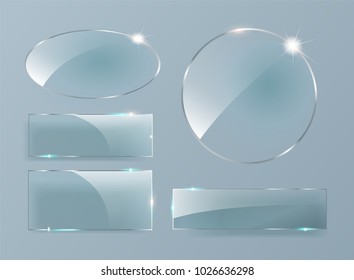 Vector glass banners on transparent background.Glass plates set.Illustration EPS10.