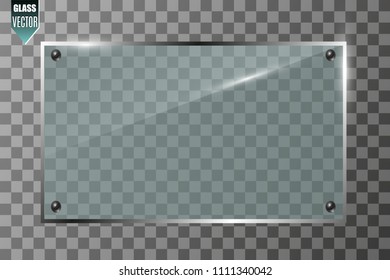  Vector glass banners on transparent background.