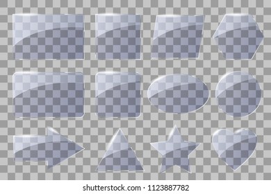Vector glass banners on transparent background.