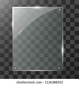 Vector glass banners on transparent background.
