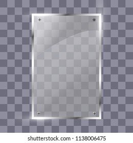 Vector glass banners on transparent background.