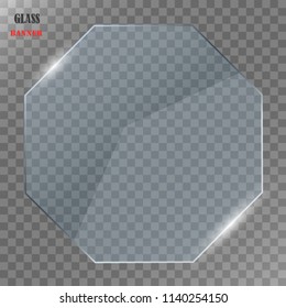 Vector glass banners on transparent background.