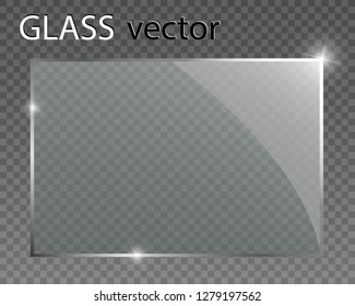 Vector glass banners on transparent background.Empty transparent glass frame. Clean vector background.