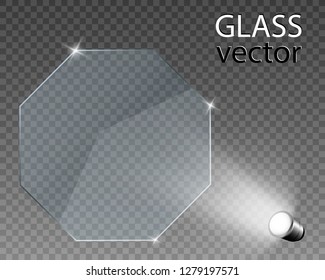 Vector glass banners on transparent background.Empty transparent glass frame. Clean vector background.