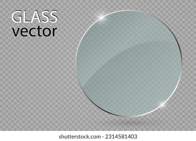 Pancartas de vidrio vectorial sobre fondo transparente.Marco de vidrio transparente vacío. Limpiar fondo vectorial.	